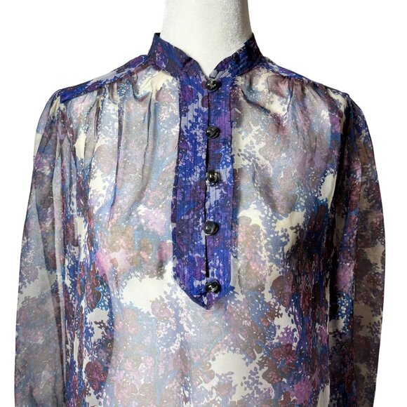 Vintage Dalani II Sheer Floral Maxi Dress 70s Boho Ethereal Size 12 USA Made - Picture 5 of 12